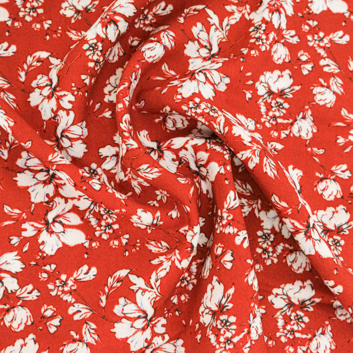 Popeline de Viscose Imprimée Clothilde Terracotta - Maison Klem